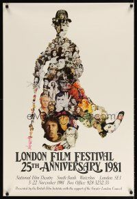 7x314 LONDON FILM FESTIVAL 25TH ANNIVERSARY English film festival poster '81 Williams art of stars