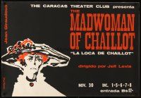 7x322 MADWOMAN OF CHAILLOT Venezuelan stage poster '60s cool Kovacs art of old woman!