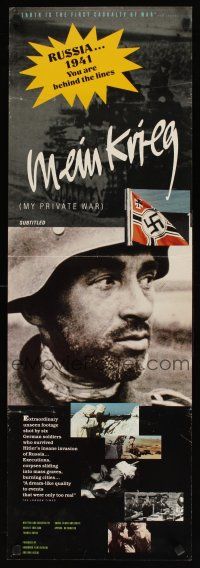 7x443 MY PRIVATE WAR English video poster '90 Mein Krieg, image of Nazi soldier!