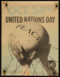 7x553 OCT. 24TH UNITED NATIONS DAY special 16x21 '50s Alexander art of hands & globe!