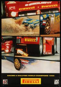 7x426 PIRELLI TIRES 27x39 Italian advertising poster '95 champion montage, racing & rallying!