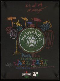 7x077 PUERTO RICO HEINEKEN JAZZ FEST 18x24 music poster '94 Diaz de Villegas chalk style artwork!