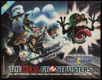 7x663 REAL GHOSTBUSTERS video poster '86 wacky different art of cast, Stay Puft & Slimer!