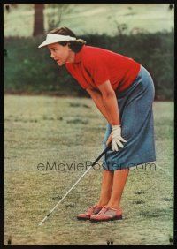 7x611 WOMAN GOLFER special 30x43 '60s cool image of golfer lining up her shot!
