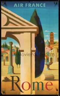 7x197 AIR FRANCE ROME French travel poster '57 Jacques Nathan-Garamond art of ancient ruins!