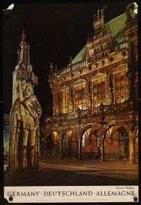 7x210 BREMEN-RATHAUS German travel poster '67 cool image of statue & town hall!