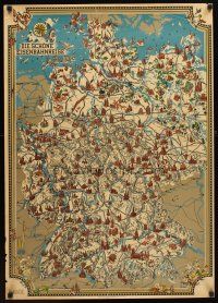 7x111 DIE SCHONE EISENBAHNREISE German travel poster '50s wonderful Leo Faller art map!