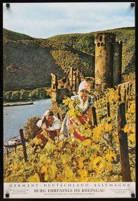 7x211 EHRENFELS CASTLE IN THE RHEINGAU German travel poster '70s Rhine river & pretty women!