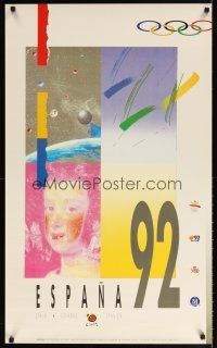 7x243 ESPANA 92 Spanish travel poster '92 Summer Olympics, cool Pedro Alonso artwork!