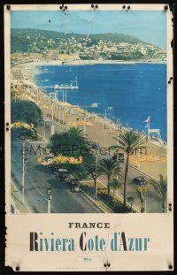 7x208 FRANCE RIVIERA COTE D'AZUR French travel poster '60s wonderful image of French Riviera!