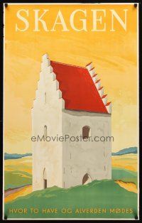 7x163 SKAGEN Danish travel poster '48 wonderful Spliid artwork of the Buried Church!