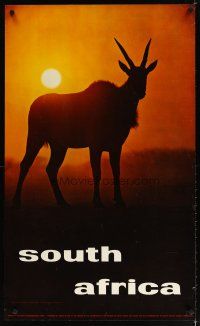 7x168 SOUTH AFRICA Dutch travel poster '60s cool image of kudu at sunset!