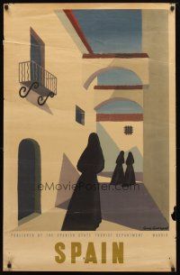 7x244 SPAIN Spanish travel poster '50s cool Georget art of women walking, Madrid!