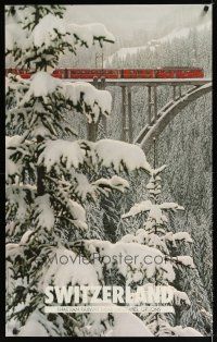 7x095 SWITZERLAND Swiss travel poster '91 cool image of train & snow covered landscape!