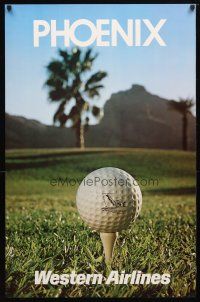 7x132 WESTERN AIRLINES PHOENIX travel poster '80s cool image of golf ball on tee!