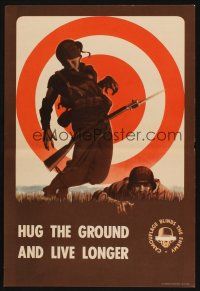 7x031 HUG THE GROUND & LIVE LONGER 14x20 WWII war poster '43 art of shot soldier who didn't listen