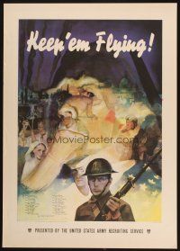7x025 KEEP 'EM FLYING 20x29 WWII war poster '41 Beall art of Uncle Sam & soldier!