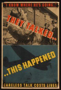 7x033 THEY TALKED THIS HAPPENED 13x20 English WWII war poster '43 image of couples & bomber!