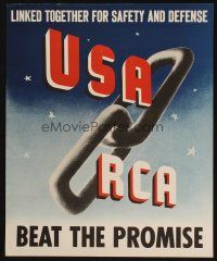 7x028 USA RCA 18x22 WWII war poster '40s WWII, linked together for safety & defense!