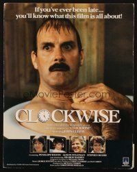 7y514 CLOCKWISE English pressbook '86 great image of wacky John Cleese in bathtub!
