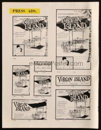 7y568 VIRGIN ISLAND English pressbook '58 John Cassavetes & Virginia Maskell, art of bed on beach!