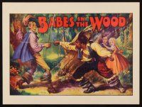 7y085 BABES IN THE WOOD stage play English herald '30s art of lost kids watching men fight!