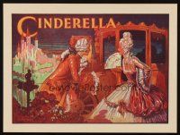 7y086 CINDERELLA stage play English herald '30s Crossley art of her & prince by carriage!