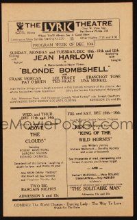 7y048 LYRIC THEATRE herald '33 Jean Harlow in Blonde Bombshell, Above The Clouds & more!