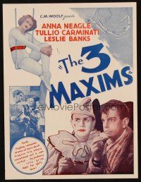 7y097 SHOW GOES ON Australian herald '36 Herbert Wilcox's The Three Maxims, cool circus images!