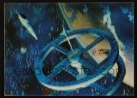 7y189 2001: A SPACE ODYSSEY lenticular Japanese 4x6 postcard '68 Kubrick, Cinerama, space wheel art!