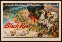 7y174 BLACK ROSE magazine ad '50 cool artwork of Tyrone Power, Jack Hawkins & Orson Welles!