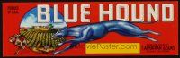 7y232 BLUE HOUND GRAPES produce crate label '40s cool art of dog chasing rabbit by field!