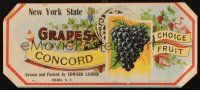 7y250 NEW YORK STATE CONCORD GRAPES produce crate label '10s grown & packed in Tivoli, New York!