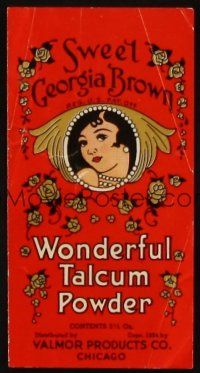 7y229 SWEET GEORGIA BROWN TALCUM POWDER crate label '34 great art of pretty girl & flowers!
