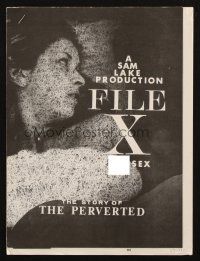 7y688 FILE X FOR SEX pressbook '67 The Story of the Perverted, sexy images!