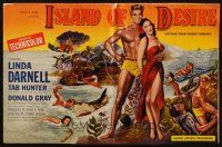 7y766 ISLAND OF DESIRE pressbook '52 art of sexy tropical Linda Darnell & barechested Tab Hunter!