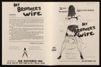 7y842 MY BROTHER'S WIFE pressbook '66 Doris Wishman, lust was her destiny, sexy art by Beauregard!