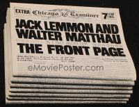 7y410 FRONT PAGE promo brochure '75 Lemmon, Matthau, Billy Wilder, cool die-cut newspaper design!