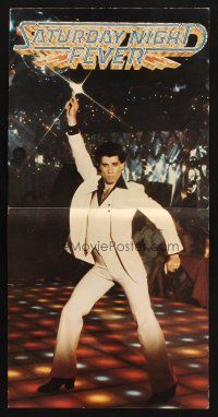7y431 SATURDAY NIGHT FEVER promo brochure '77 best full-length image of disco dancer John Travolta!