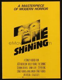 7y433 SHINING promo brochure '80 Stephen King & Stanley Kubrick masterpiece of modern horror!