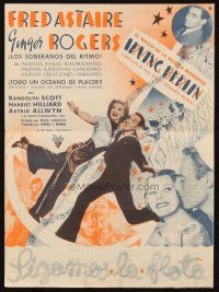 7y114 FOLLOW THE FLEET Spanish herald '40 Fred Astaire & Ginger Rogers, music by Irving Berlin!