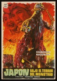 7y117 GODZILLA Spanish herald '56 Gojira, Toho, sci-fi classic, cool Mac Gomez monster art!