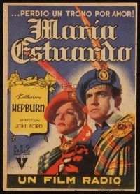 7y128 MARY OF SCOTLAND Spanish herald '40 Katharine Hepburn & Fredric March, John Ford, different!