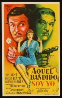 7y135 TAMING OF DOROTHY Spanish herald '50 art of Jean Kent between guy with flower & guy with gun