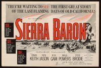 7y477 SIERRA BARON trade ad '58 art of Brian Keith & sexy Rita Gam in western action!