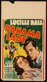 7y141 PANAMA LADY mini WC '39 artwork of Lucille Ball & Allan Lane in the jungle!