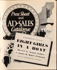 7y506 8 GIRLS IN A BOAT English pressbook '34 eight sexy girls in swimsuits, no men allowed!