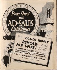 7y510 BEHOLD MY WIFE English pressbook '34 different images of Sylvia Sidney & Gene Raymond!