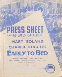 7y516 EARLY TO BED English pressbook '36 Mary Boland, Charlie Ruggles sleepwalks, different!