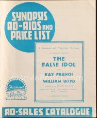 7y521 FALSE MADONNA English pressbook '31 different art of pretty Kay Francis & William Stage Boyd!